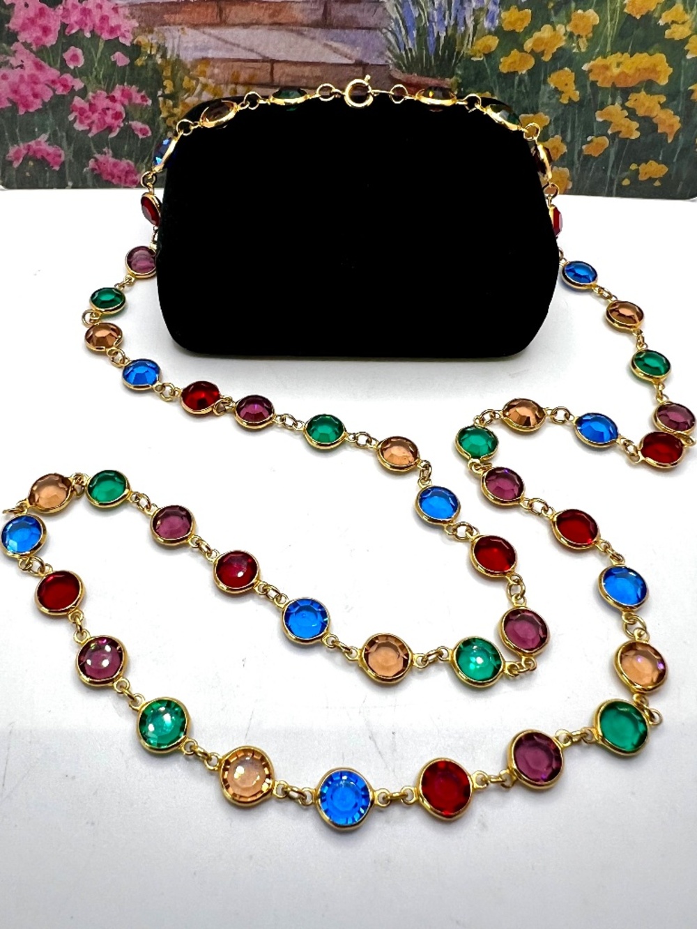 Round Bezeled Glass Multi color Necklace